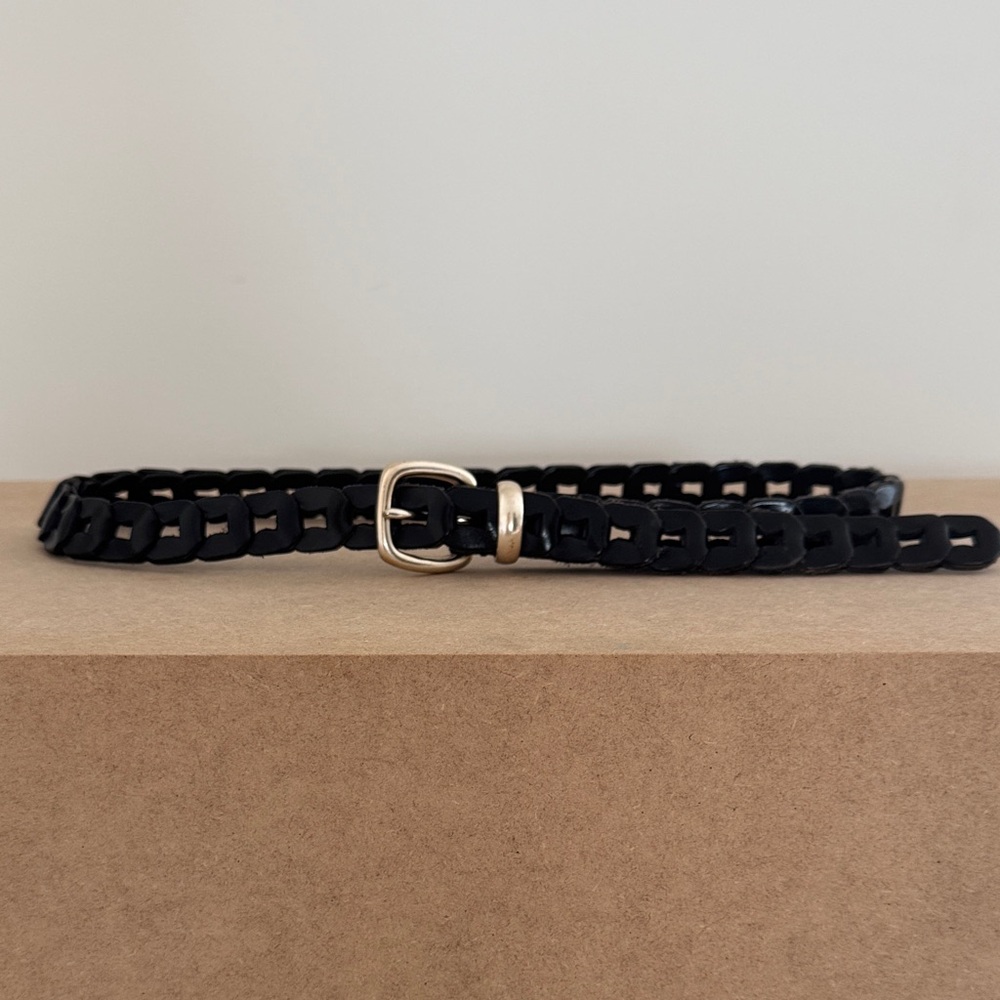 Fossil Black Braided Belt with Gold Solid Brass Buckle